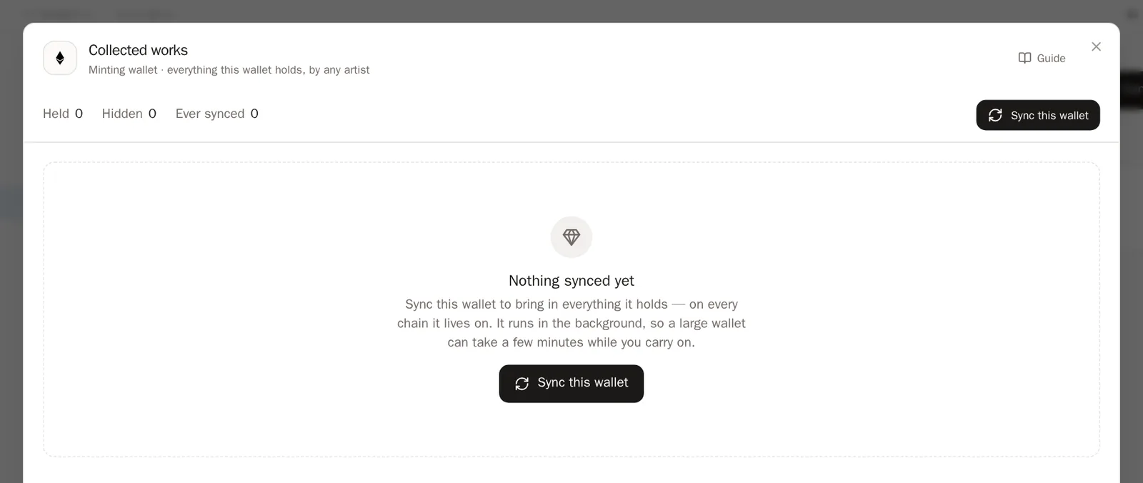 Screenshot of Press Sync this wallet
