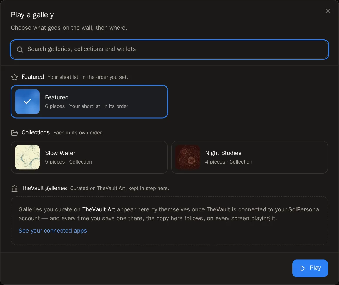 Screenshot of Pick a gallery