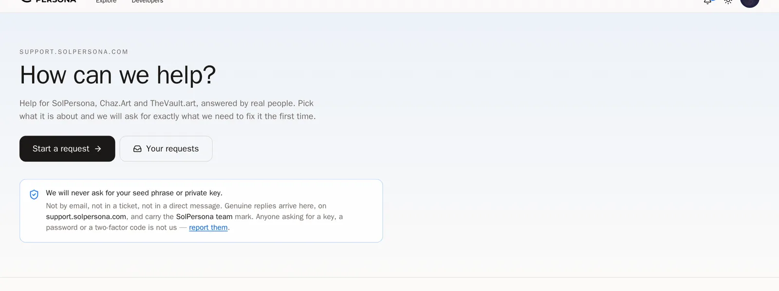 Screenshot of Open the help centre
