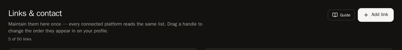 Screenshot of Add your links