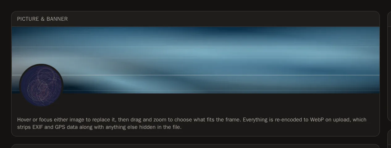 Screenshot of Add your picture and banner