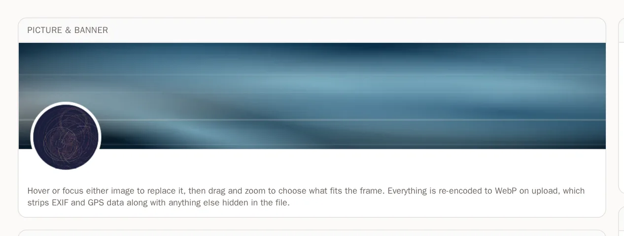 Screenshot of Add your picture and banner