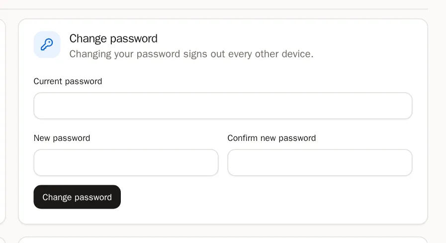 Screenshot of Change or set your password