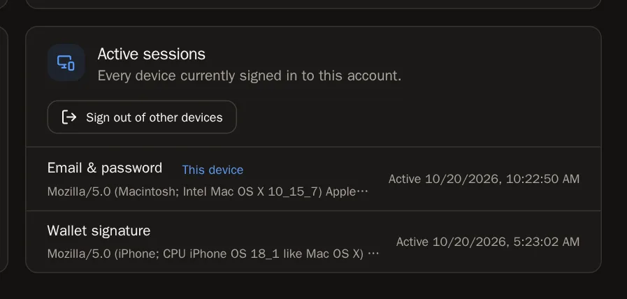 Screenshot of Check your devices