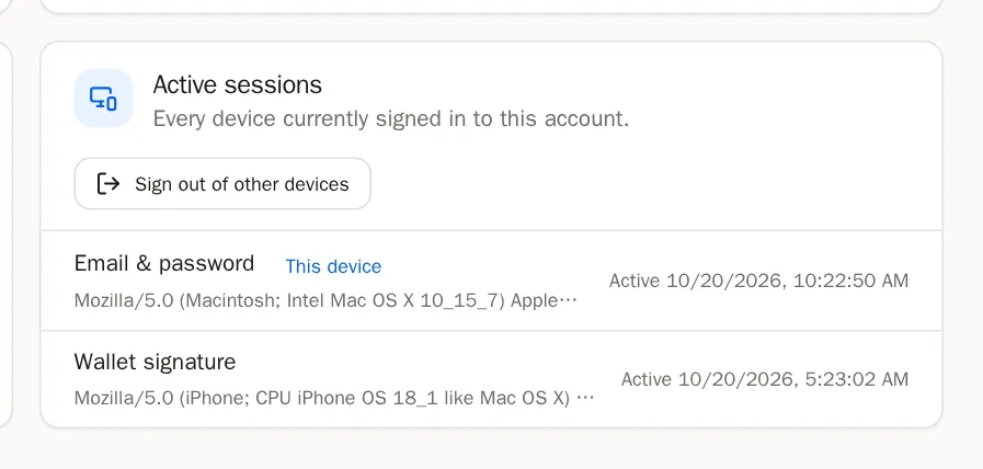 Screenshot of Check your devices